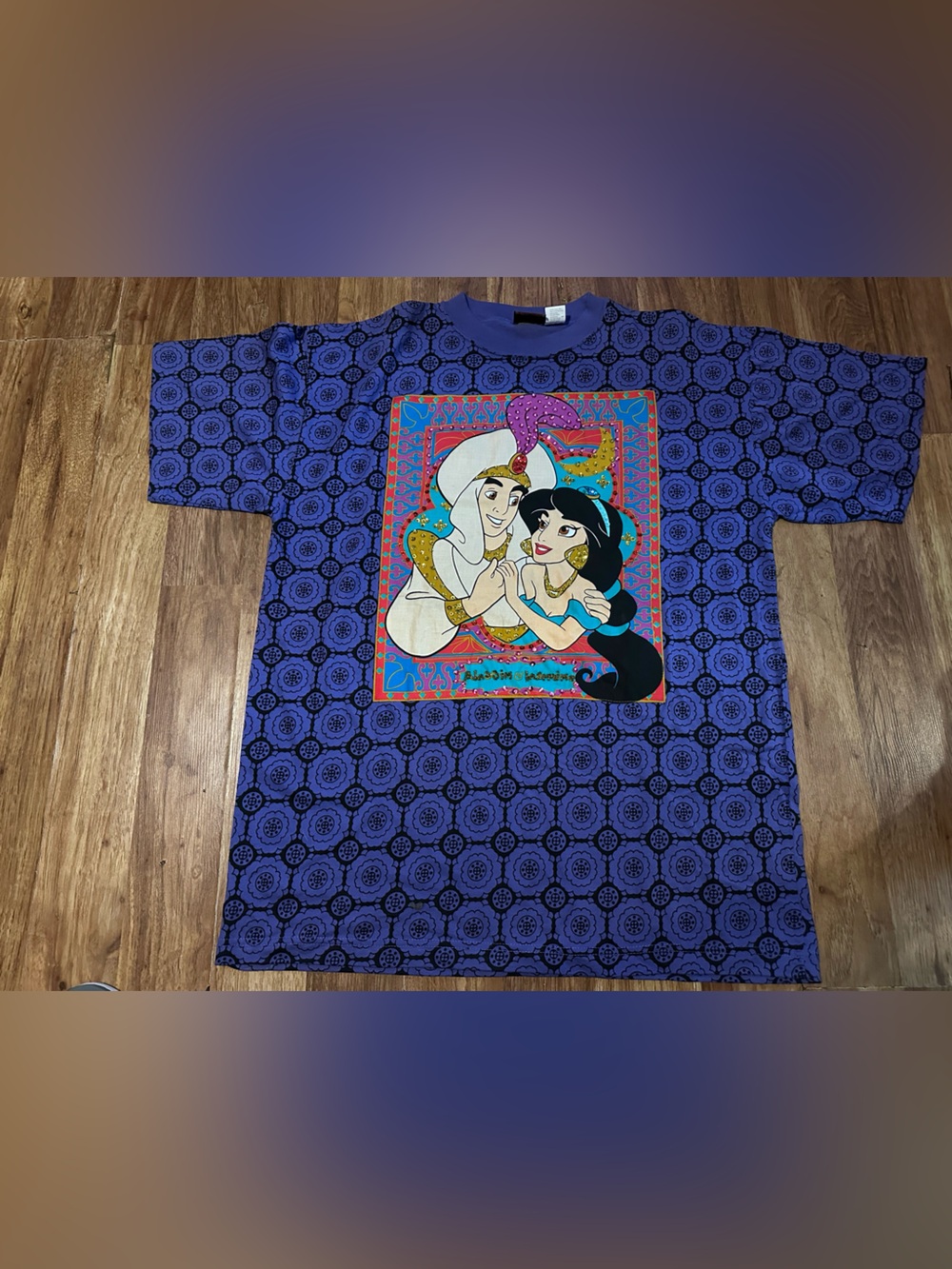 Vintage Disney Aladdin and Jasmine All-Over Print T-Shirt